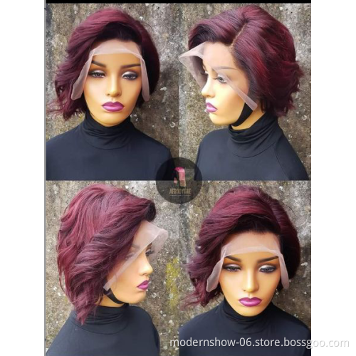 Factory Wholesale Price Pixie Cut T Part Lace Frontal Wig 150% Human Hair Lace Frontal BOB Wigs Loose Wave Human Hair Wigs